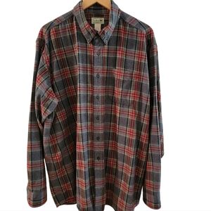LL Bean Men’s Plaid‎ Flannel Shirt Button Down Traditional Fit XXL Gray Red